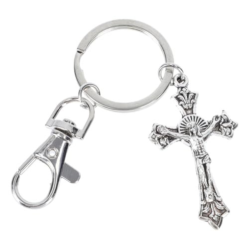 CHILDWEET Set de 6 Llaveros de Cruz Metálicos Acabado en Plata, Accesorios para Regalos de Comunión y Adornos Navideños