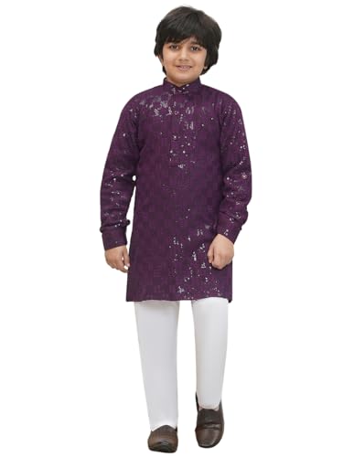 Image of AJ DEZINES Kids Kurta Pajama Set For Boys | Embroidery Chikankari Kurta Set | Traditional & Festive Outfit | Cotton Stylish Boys Kurta Pyjama | Perfect For Festivals Wedding & Family Function