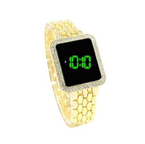 Digital Diamond Led Green Light Square Touch Screen Gold Watch (B0CVS59G1C) Amazon Price History, Amazon Price Tracker