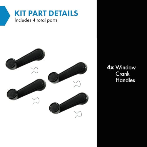 Image of TRQ Window Crank Handle Set Black Compatible with 1984-2002 Toyota 4Runner 1985-1997 Corolla 1991-1992 Land Cruiser 2001-2004 Tacoma 1980-1990 Tercel