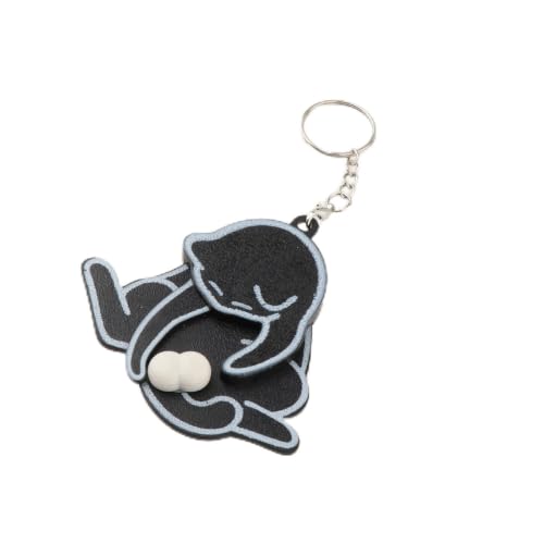 Image of HEAVENGLOW Funny Cat Keychain Compact Interactive Keyring for Anniversary Backpack Gift Black