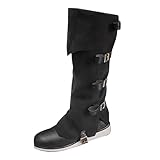Men's Medieval Boot Covers,Renaissance Pirate Costume Boots Cover,PU Leather Steampunk Shoes Cover,Viking Warrior Knight Armor Leg Gaiters Cosplay Accessory Black