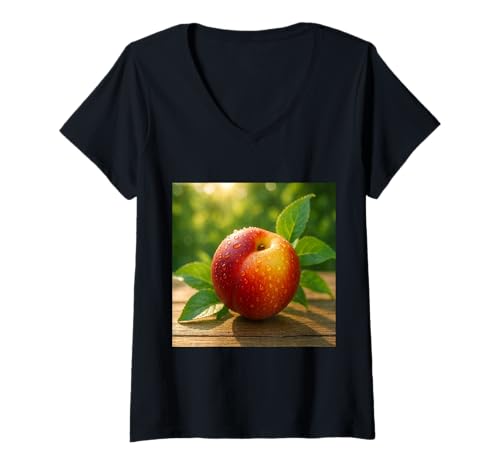 Mujer Realmente Amo Las nectarinas - Nectarina melocotón Fruta Camiseta Cuello V