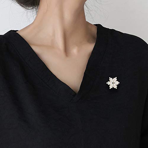 Image of Women's Cubic Zircon Snowflake Brooch Pins Elegant Clear Crystal Ice Flower Lapel Pin Breastpin