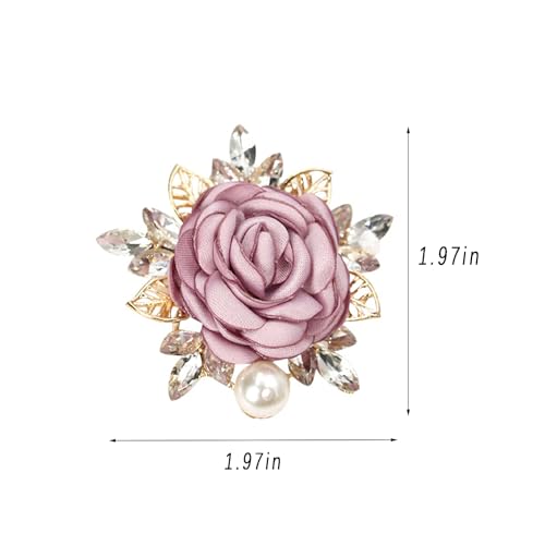 Image of Rose Flower Brooch for Women Large Flower Brooch Elegant Pearl Brooches Handmade Crystal Pearl Pins Fabric Floral Lapel Pin Christmas Valentine's Day Dress Suit Accessories