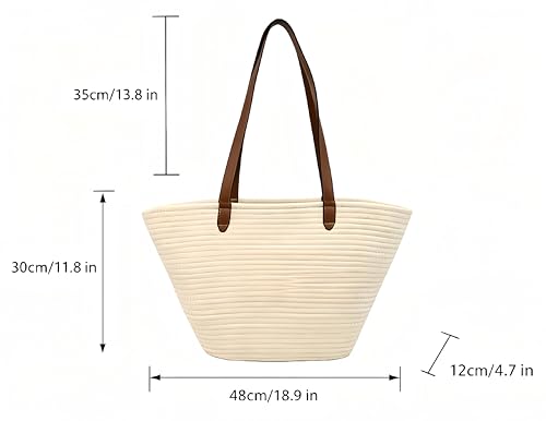 Bolso Tote Grande Estilo Francés para Mujer con Asas de Cuero miniatura 4