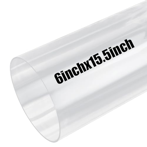 Image of 2PCS Acrylic Tube 6 inch (150mm) OD x 2.5mm Wall Thickness Clear Plastic Pipe Tube 15.5 inch Length Clear PVC Pipe Round Polycarbonate Tubing Chemical Resistant