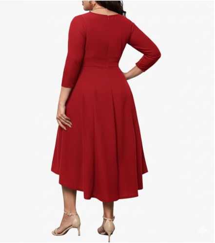Image of C4D Women Plus Size V-Neck Party Cocktail High-Low Maxi Dress