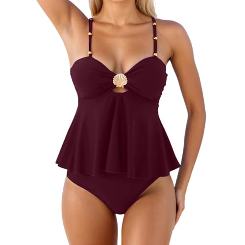 Tankini uni haut anti-UV et bikini brésilien amincissante pour femme en été