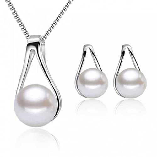 Juegos de joyas para seres queridos en plata 925 con perlas delicadas de diseño gota