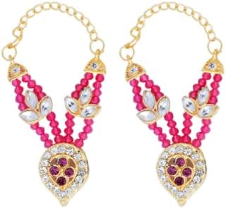 Juego de 2 Mala para Laddu Gopal/Devi Maa/Radha Krishna/Festival tradicional indio de colores, conjunto de diosa de diosa, estatua de ídolo de todos los dios (tamaño: 5 cm) (color: rosa)
