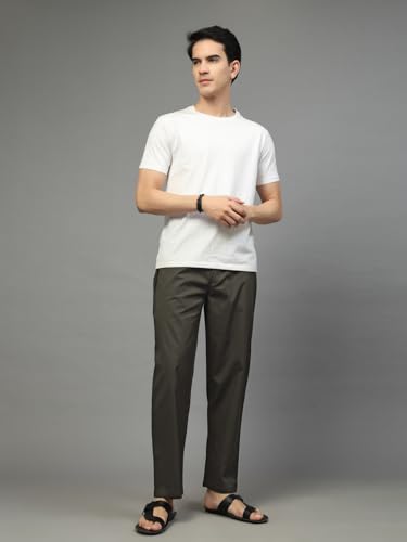 Image of Majestic Man Comfort Fit Solid Cotton Casual Lounge Pyjama with Elastic Waist, Drawstring & Zip Closure