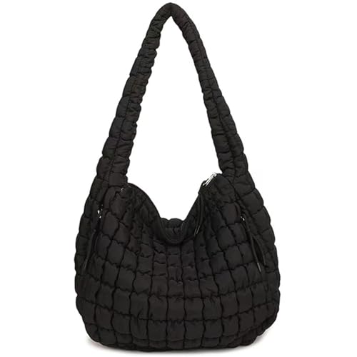Puffer Hobo Bag for Women Large Quilted Puffy Handbag Lightweight Quilted Carryall Shoulder Bag for Work Travel Gym