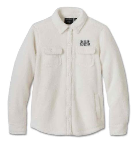 Harley-Davidson Women's H-D Curly Sherpa Shirt Jacket, White 96224-25VW