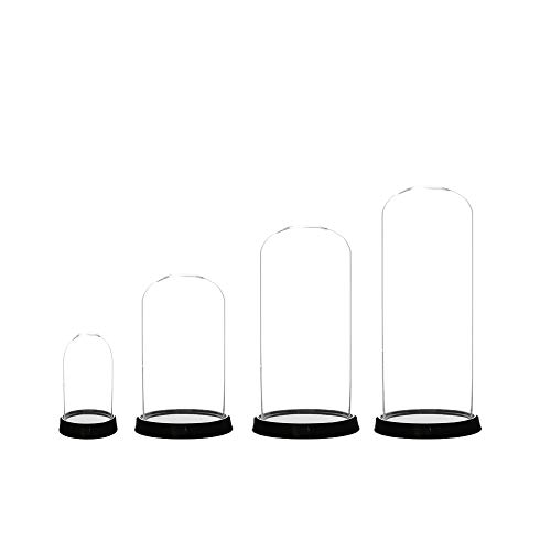 Wgv Glass Display Dome Cloche Bulk, Diameter 7", Height 10", Clear Bell Jar With Black Ceramic Base, Floral Dispaly, Decorative Display Case, Planter Terrarium For Event Home Decor, 4 Pieces #TOP5