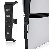 Hub USB para consola PS5 Pro, adaptador de expansión USB de 5 puertos con 3 puertos USB 2.0 y 2 puertos tipo C, divisor USB Plug and Play para controladores, auriculares, teclado, mouse y accesorios