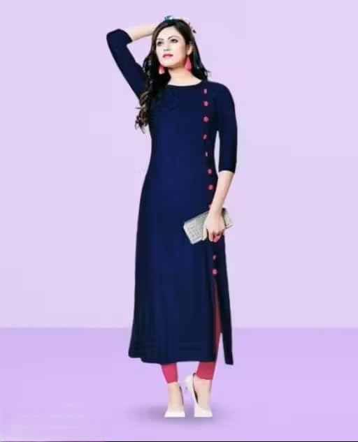 Trending & Pretty Long Gown with Beautiful Front Mirror Embroidery and Storage Print for Women's and Girls |2|Button Long_-|A,-image-47