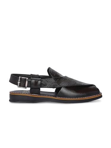 Image of POS Men's Ethnic Synthetic Leather Peshawari Slip On Sandal | Shoes for Wedding|Party|Occasions|Fashion|Stylish|Outdoor|Lightweight|Shoes with TPR Sole