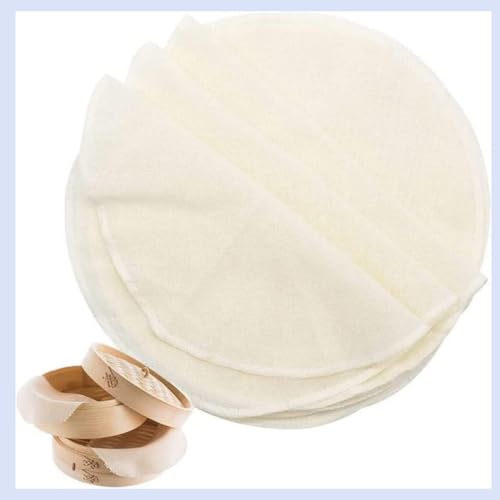 KOMUNJ 5 Pieces Dampfer Matte, Baumwolle Dampfer Tuch Runde, Wiederverwendbare Gedämpfte Matte für Für Dampfgarer,Dampfkörbchen,Dim Sum,Dampfbrötchen 28 cm