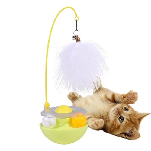 インタラクティブな猫の羽のおもちゃ - インタラクティブな猫のおもちゃ |エクササイズボール付きペット用おもちゃ ティーザーベル | Nteractive 子猫のおもちゃ ローラー トラック イヌハッカ 屋内猫子猫用