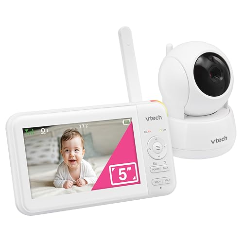 VTech Video Baby Monitor with 5' LCD Screen, Up to 17Hrs Video & 31Hrs Audio Battery Life, Night Vision, 1000ft Range, Pan-Tilt-Zoom, Lullabies,...