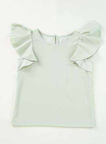 Image of blibean Girls Ruffle Short Sleeve Shirts Summer Tops Size 4-15Y