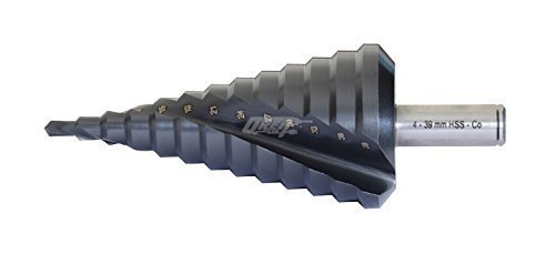 Wiertło stopniowe HSS-Co. TiAIN z nitą spiralną, model: Ø 4-39 / stopnie = 4-6-9-12-15-18-21-24-27-30-33-36