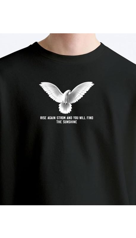 Image of Men Solid Round Neck Cotton Blend Black Eagle Printed T-Shirt (CH-003)
