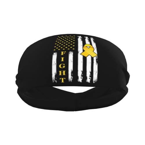 Childhood Cancer Awareness Us Flag Adjustable Sports Headband Moisture Wicking Sweatband for Running Workout2