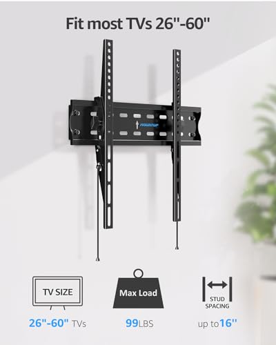 MOUNTUP TV Wall Mount, Tilting TV Bracket for Most 26-60 Inch LED LCD OLED Flat/Curved TVs, Low Profile Save Spacing, Fits 12" to 16" Stud, Max VESA 400x400mm up to 99 LBS - image 9