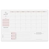 Bliss Collections Monthly Planner, Simple Pink Self-Care, Undated Desk Calendar and Planner for Organizing and Scheduling Tasks, Productivity Tracker, Goals, Notes and To-Do Lists, 12'x18' (18 Sheets)