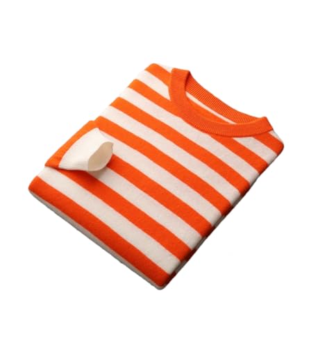 Men's Wool Sweater O-Neck Long Sleeves Knitted Pullover Striped Contrast Casual Jumper Tops