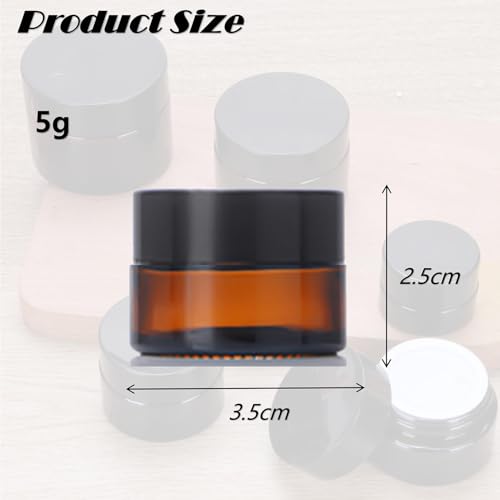 12Pcs Small Amber Glass Jars with Black Lids Empty Cosmetic Containers with Inner Liners Refillable Travel Containers Bottles for Lotion Face Cream Makeup Lip Balm 5g2