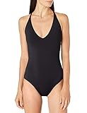 Catalina Womens V Neck with Lace Up Back Detail One Piece Swimsuit, Black, X-Large US