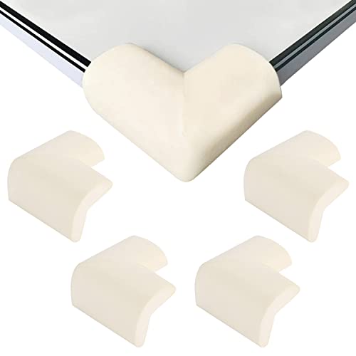 4 Stück Sicherheits-Eckenschutz, weicher Eckenschutz für Kinder, Dicker Tisch-Eckenschutz für Babys mit Klebstoff für Möbel, Tisch, Schreibtisch, Betten und Wände (weiß) Cover