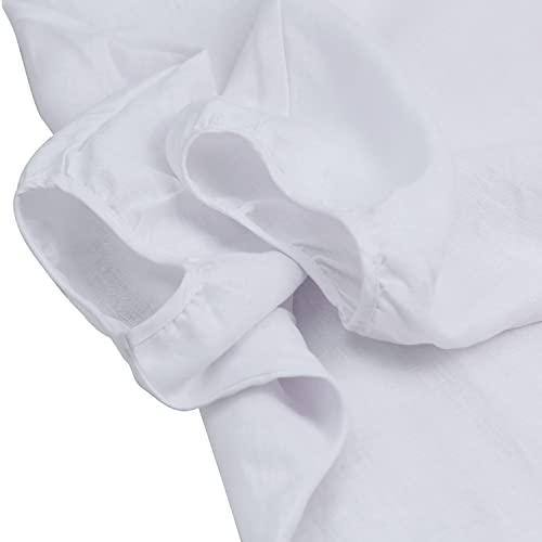 Amazhiyu Women's 100% Linen 3/4 Sleeve Shirts Crew Neck Blouse Tops Loose Fit(White,Small) #TOP3