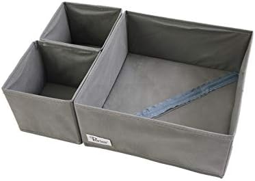 Periea UK Drawer Organiser Divider Foldable Bedroom Dresser Drawer Storage Boxes  Individual Organizers or Packs (Grey, 2 Large Boxes)