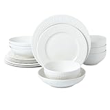 Joseph Sedgh Collection 16-piece Porcelain Dinnerware Set, Service for 4, Greek Key White