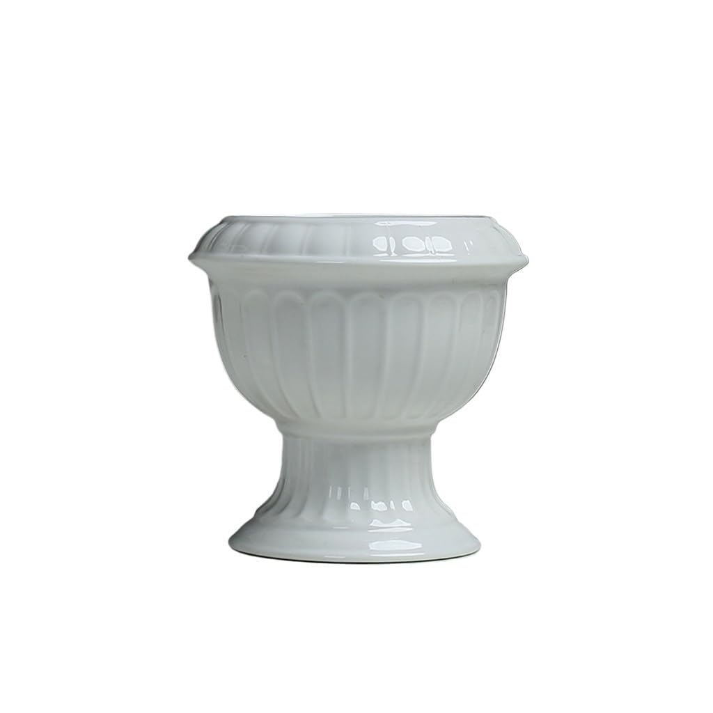 GELASIGE Flower Pots Creative Succulent Flowerpots, White Home Balcony Flowerpots, Hydroponic Green Plant Ceramic Flowerpots Outdoor Flower Pots(S)