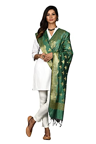 Women's Cotton Silk Zari Work Banarasi Dupatta, Shawl Scarf Wrap (Beige-2)2
