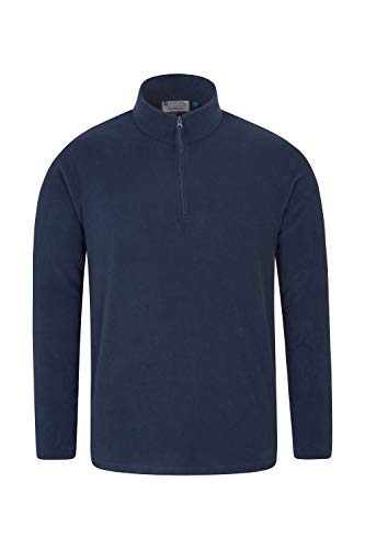Mountain Warehouse Forro Polar Hombres Camber Suave - Ligero, Transpirable, Secado rápido, antipelusas, con más ventilación Azul Marino S