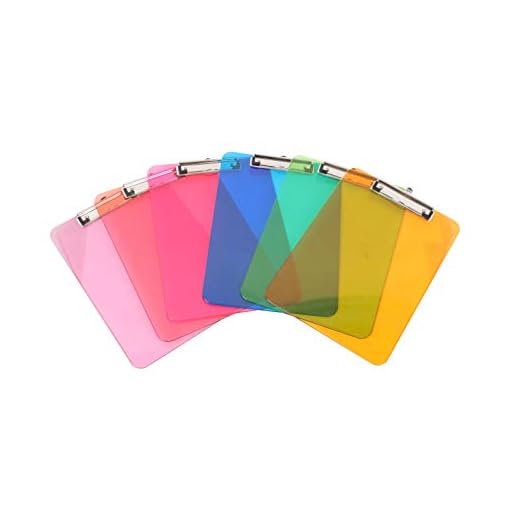 Amazon Basics Colorful, Sturdy, Lightweight Plastic Clipboards, Pack of 6, Letter Size, Assorted Colors