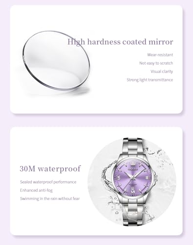 Image of OLEVS Quartz Watch Women Silver Stainless Steel Waterproof Luminous