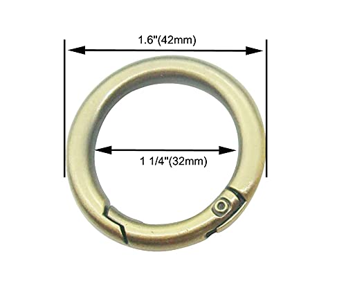 Bobeey 8-Pack Antique Bronze Spring O-Ring Clips - 1 1/4" Inner Diameter, Round Carabiner Snap For Bags, Keyrings, Dog Leashes