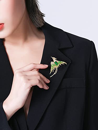 Image of Exquisite 14K Gold Phoenix Brooch for Women, Inlaid with Moissanite and Premium Gemstones, Ideal Luxury Gift for Holidays and Special Occasions