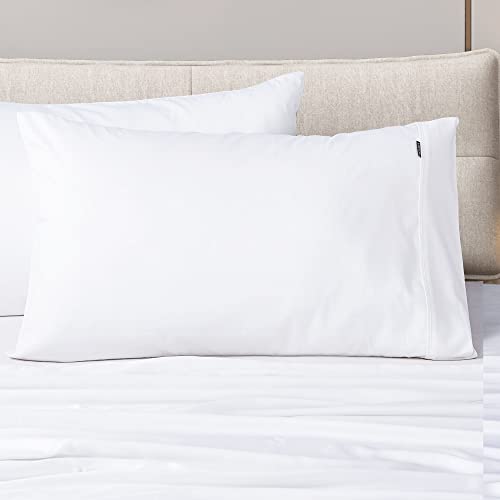Set of 2 White Cotton Pillowcases, Standard Size