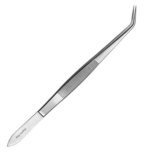 May – Pinzas técnicas – Punta fina y curvada – 20 cm de largo – Pinzas de electricista – Pinzas industriales – Acero inoxidable