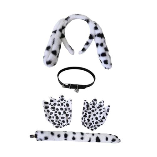 Dickly 犬用コスチュームセット 耳、ヘッドバンド、尻尾、首、手袋セット 子供用 お祭り