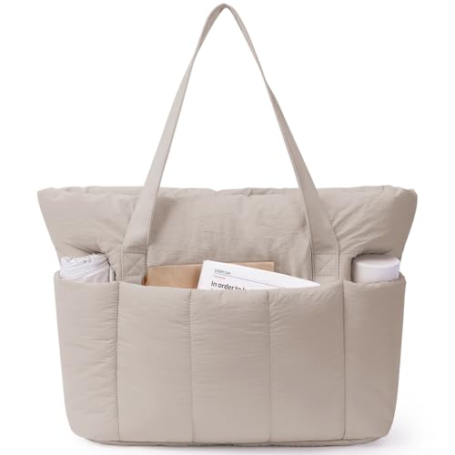 Image of Narwey Puffer Tote Bag for Women Girl, Puffy Travel Gym Shoulder Handbag