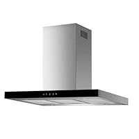 Respekta Dunstabzugshaube / Inselhaube 90 cm / Edelstahlgehäuse mit Glasschirm in Schwarz / Abluft - und Umluftfunktion / CH44099GISAM / A / 58–73 dB